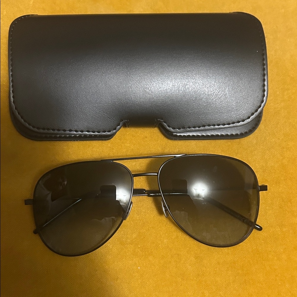 Black Aviator Sunglasses with Case